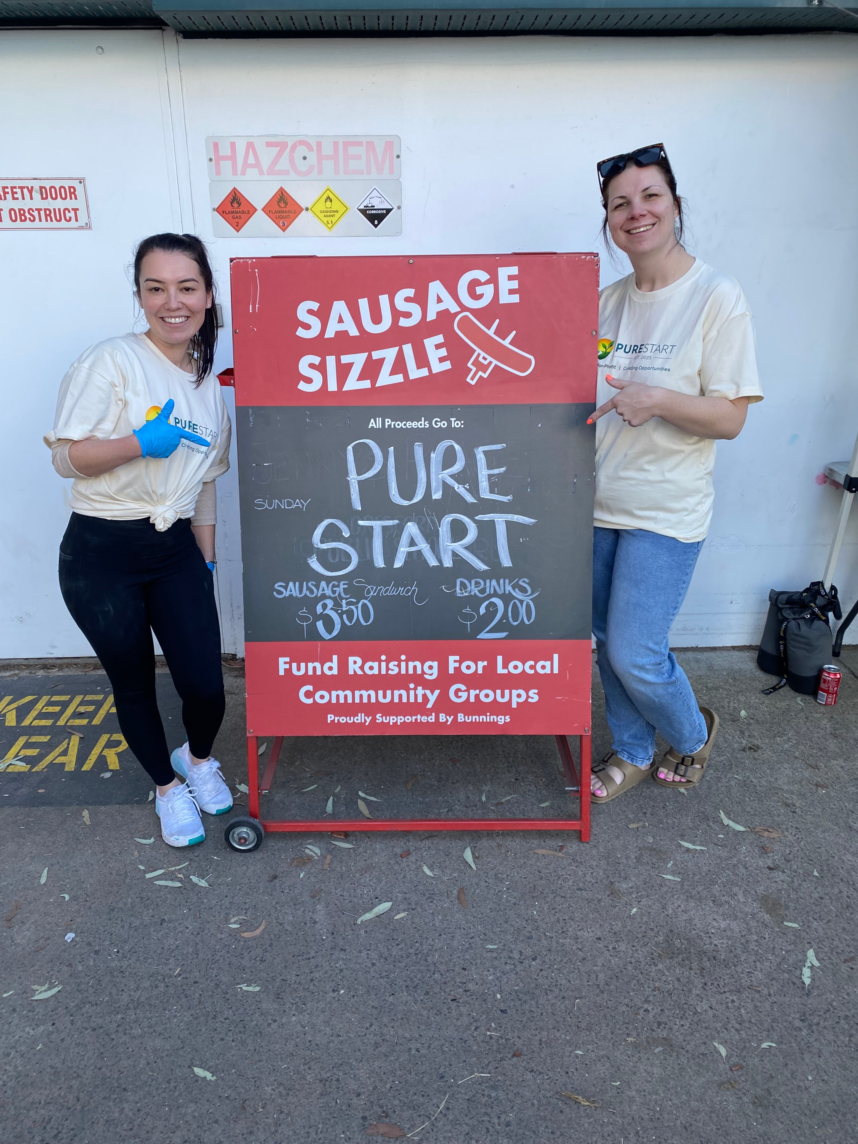 Pure Start team at a Bunnings sausage sizzle fundraising event